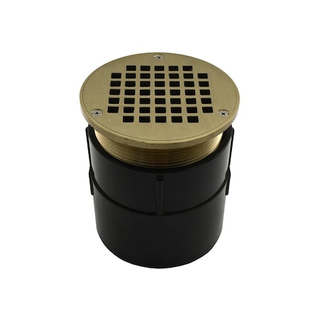 Jones Stephens 4in ABS Pipe Fit Adjustable General Purpose Drain with Nickel Bronze Spud and Strainer D53305